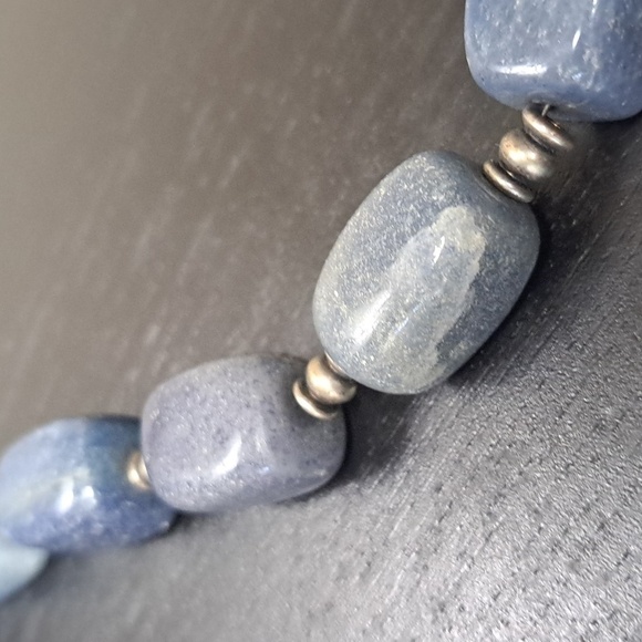 Vintage Chunky Stone Crystal Necklace with Silver Beads - Picture 9 of 11